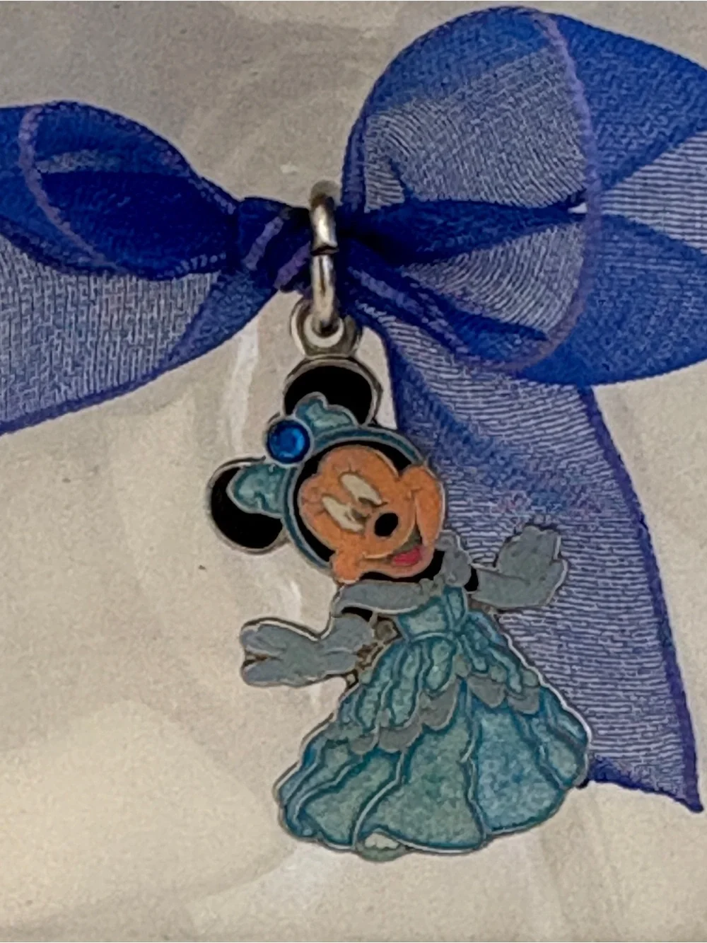 Disney Clear Mini Purse with Blue Bow and Iridescent Beaded Handle